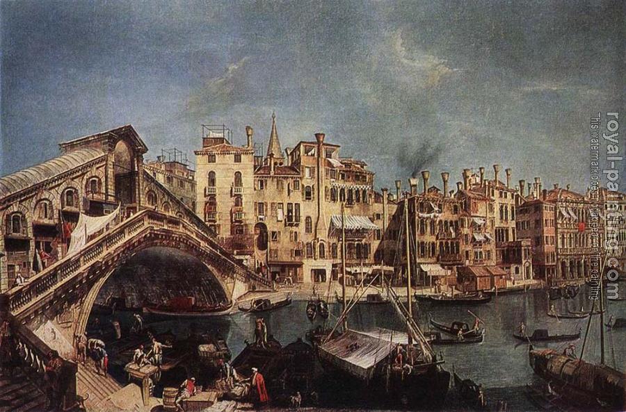 Michele Marieschi : The Rialto Bridge from the Riva del Vin